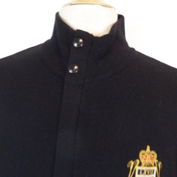 POLO RALPH CREST WOOL ZIP CARDIGAN SWEATER Jacket L  mock neck - Picture 5 of 12